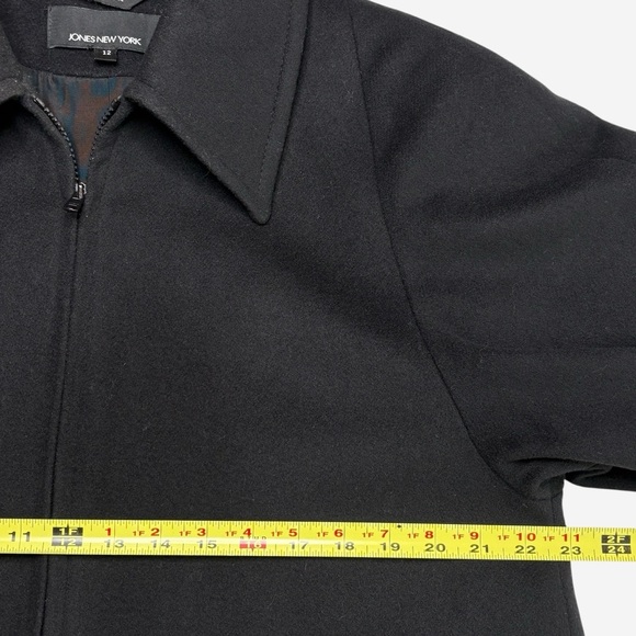 Jones New York Wool Swing Coat Size 12 Black Full Zip Pockets Lined - Picture 6 of 10